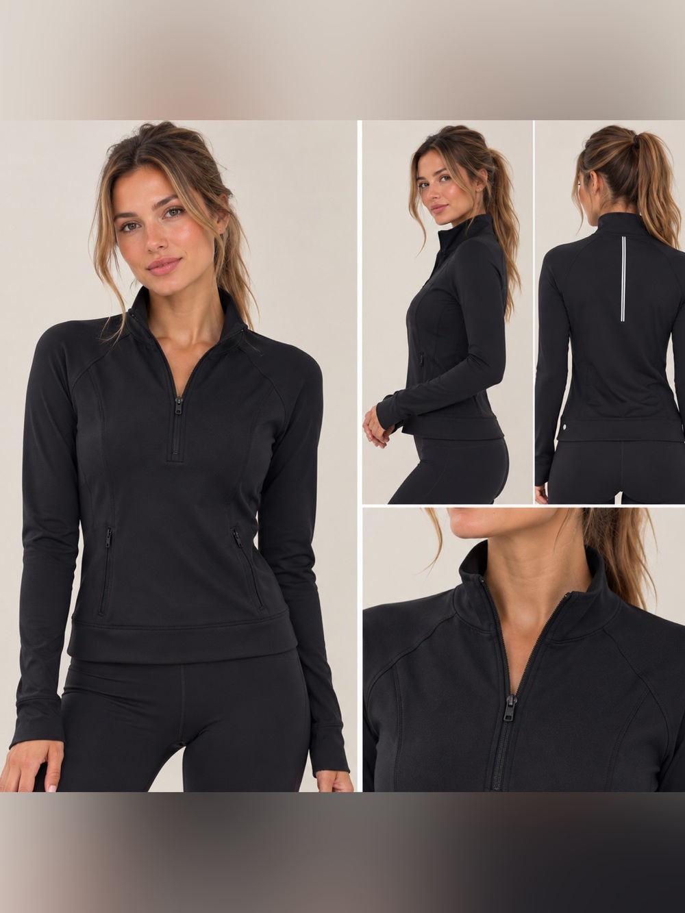 Yogalicious Black Quarter-Zip Pullover